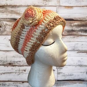Handcrafted Cream and Tan Crochet Beanie